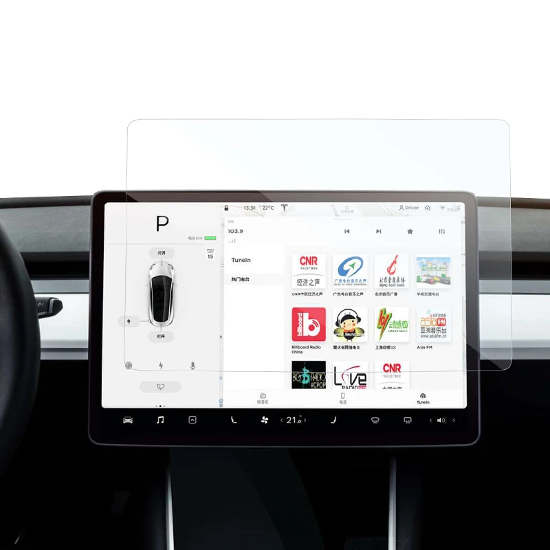 

Hot Selling 15inches Model 3 Center Control Touch Screen 2.5d Tempered Glass Screen Protector For Tesla Model 3 Screen Protector, Clear transparent