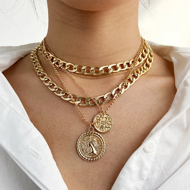 

Collier schmuck kolye bijoux bijoux femm pendant necklace multi layered necklaces dainty jewelry spiritual pendants, Gold