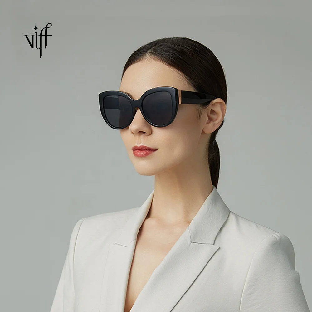 

VIFF HP19867 Cat Eye Sun glasses Retro Frame Big Cat Eye Sunglasses with model show