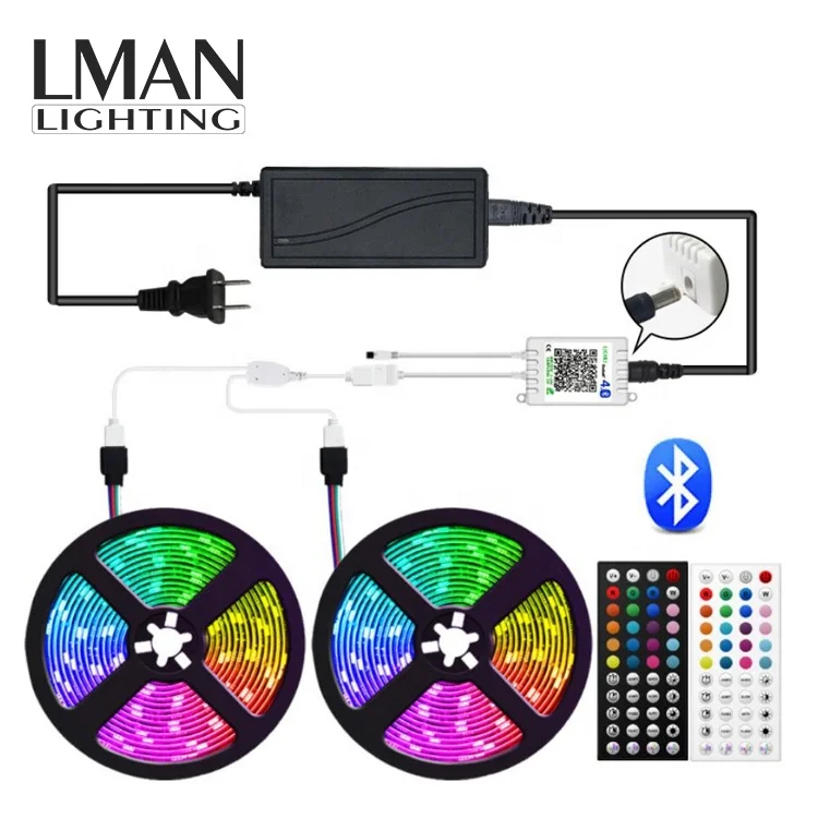 Party APP Bluetooth Dimmable Multicolor KIT 5meter SMD 5050 12V 24V RGB Led Strip Tape Light