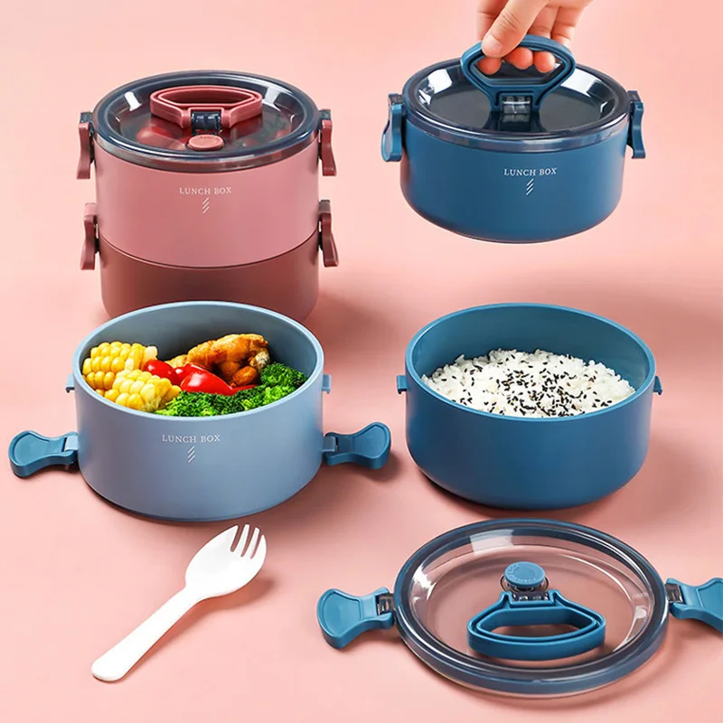 

Korean eco friendly PP round food storage containers plastic thermal microwave safe portable lunch box with handle, Customized