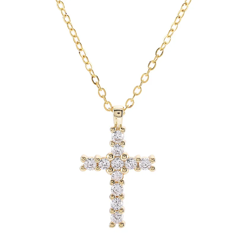 

Sparkling Cubic Zirconia Cross Pendant Necklace Men Hip Hop Jewelry Crystal Cross Pendant Necklace