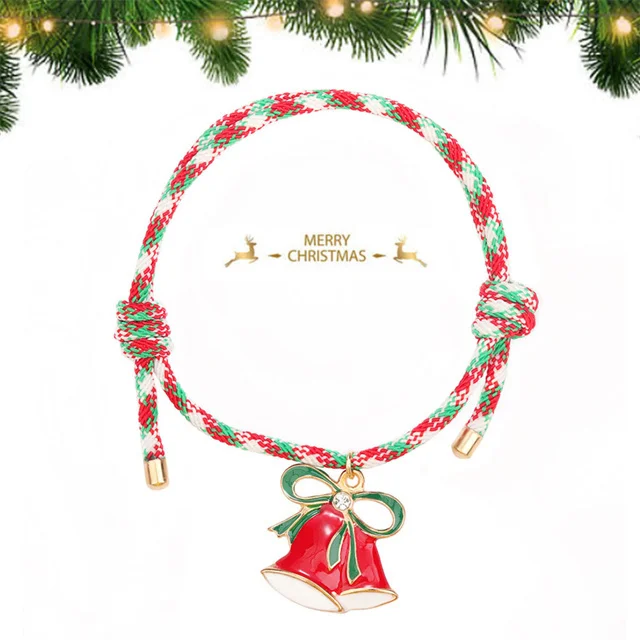 

Wholesale Items Custom Rope Knot Braided Christmas Tree Bell Deer Charm Bracelet