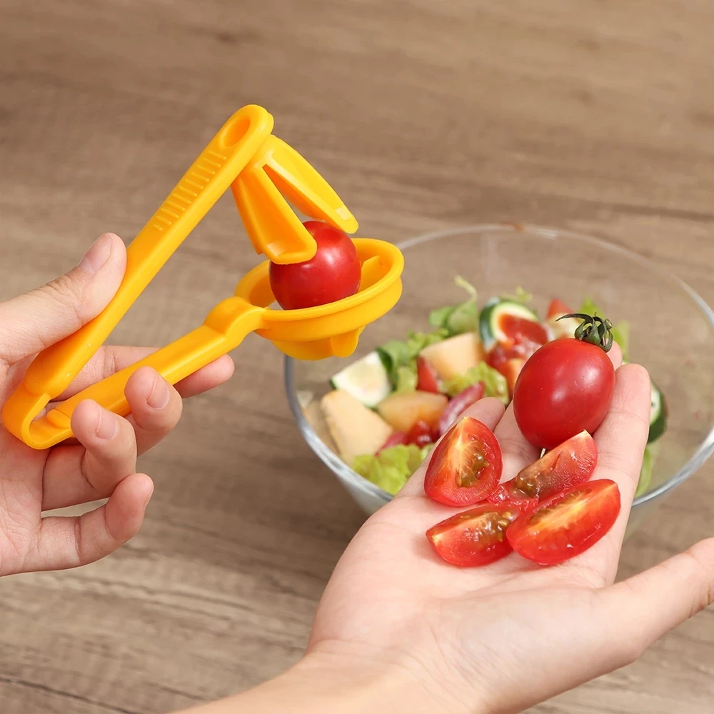 

Tomato Slicer Cutter Grape Tools Cherry Kitchen Pizza Fruit Splitter Artifact Small Tomatoes Accessories Manual Cut Gadget, Yellow/red