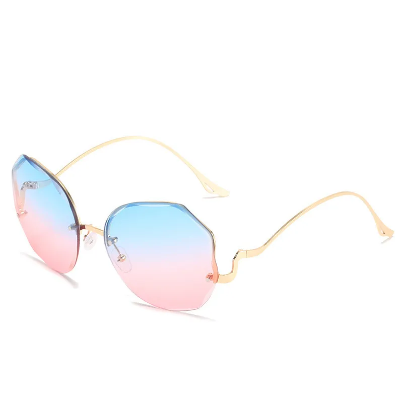 

2022 Superior Brand Designer Trendy UV 400 Polarized Rimless Gradient Sunglasses Fashion Gold Frame Shades Lipsy Sunglasses, Picture shows