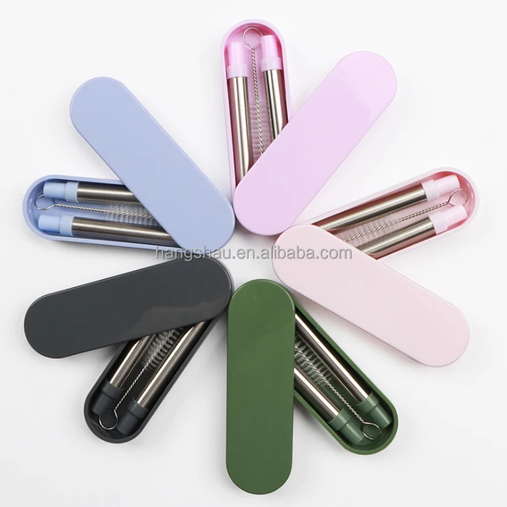 

Travel Portable Straw Stainless Steel Detachable Reusable Telescopic Straw Drinking Metal Straws, Green/pink/black/sky blue/