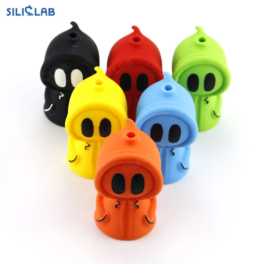 

Cute Florescent Ghost Shape Silicone Glass Water Smoking Pipe Bubbler Weed Pipe Smoking, Customized