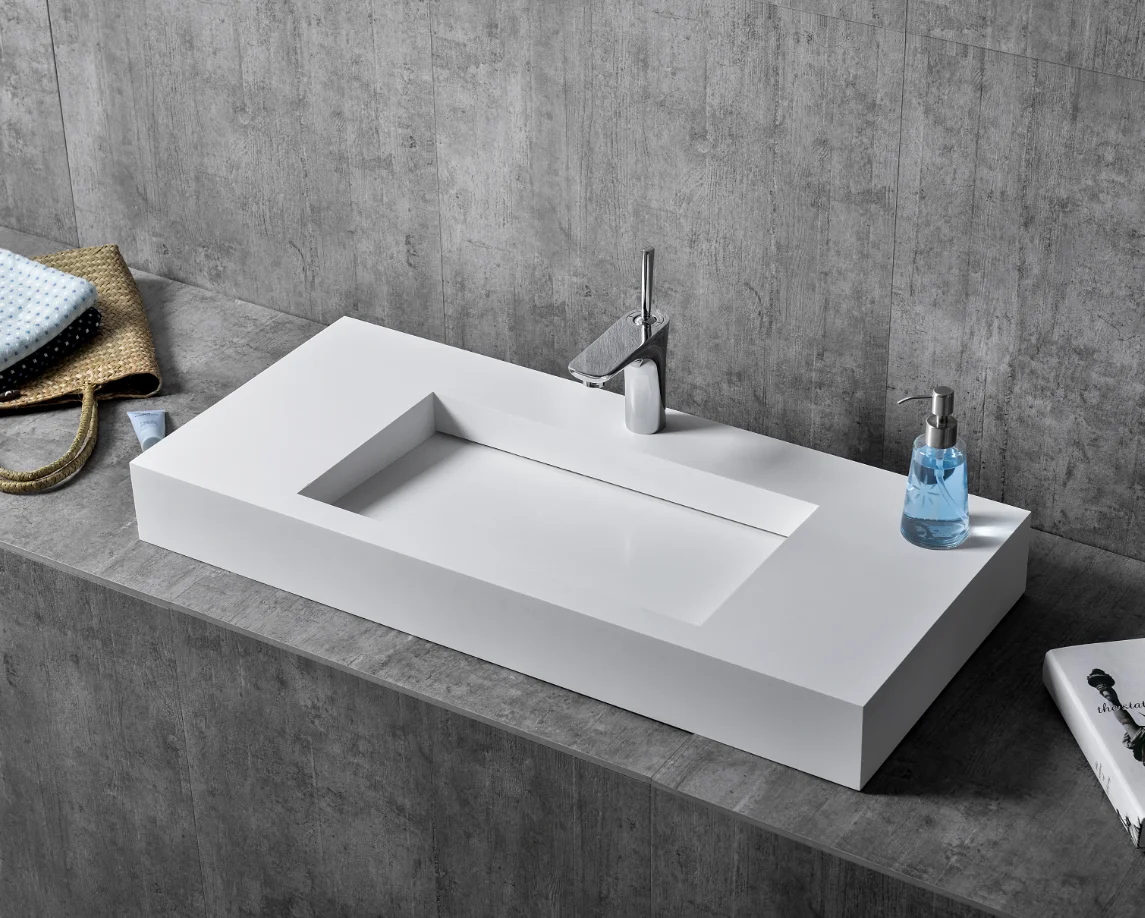 Hot Cheap Price Wall-Hung Matte White Solid surface washing basin for hotel project