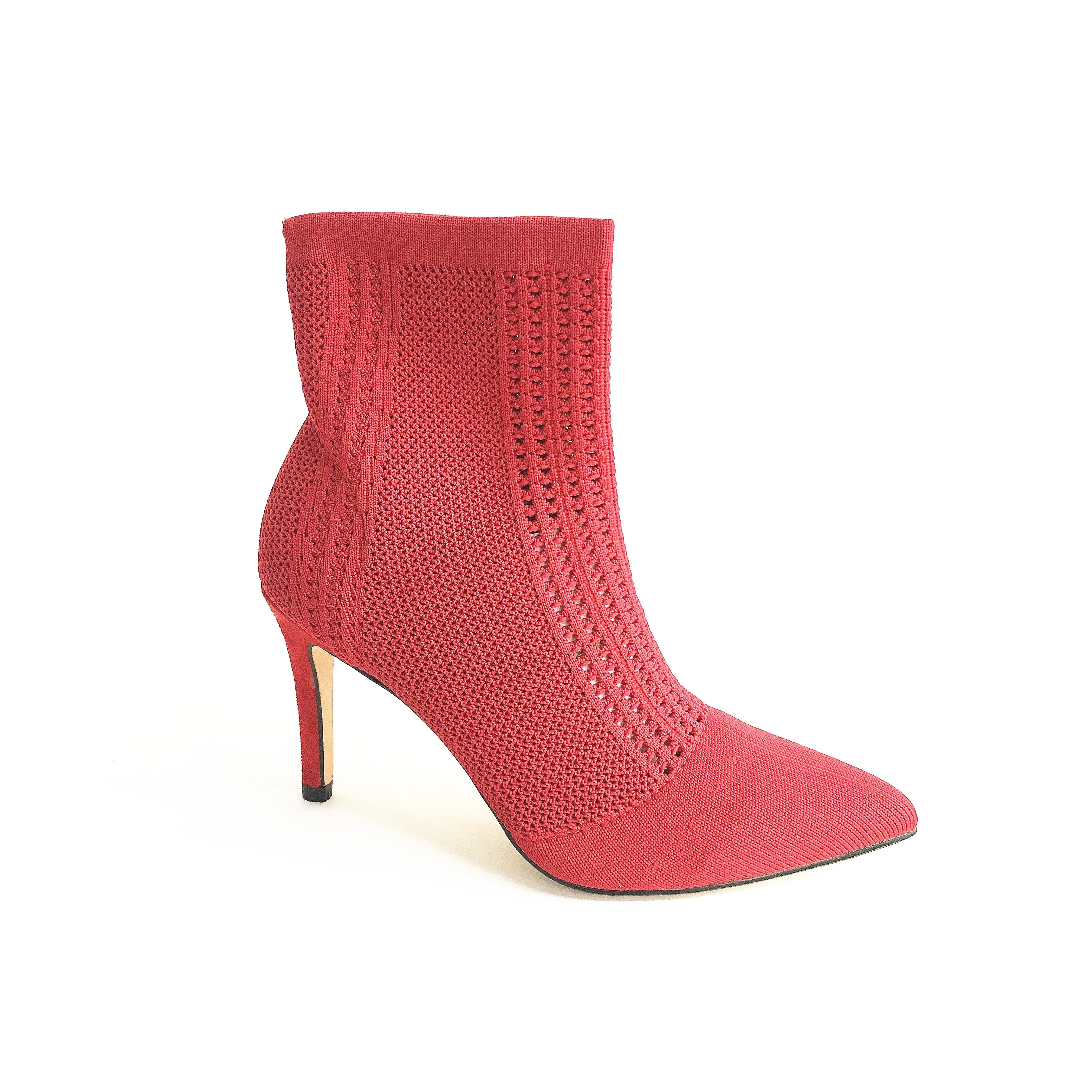 

Pointed Toe Knitting Upper Ladies Sock Boots Plain Color Women High Heel Shoes, Customized color