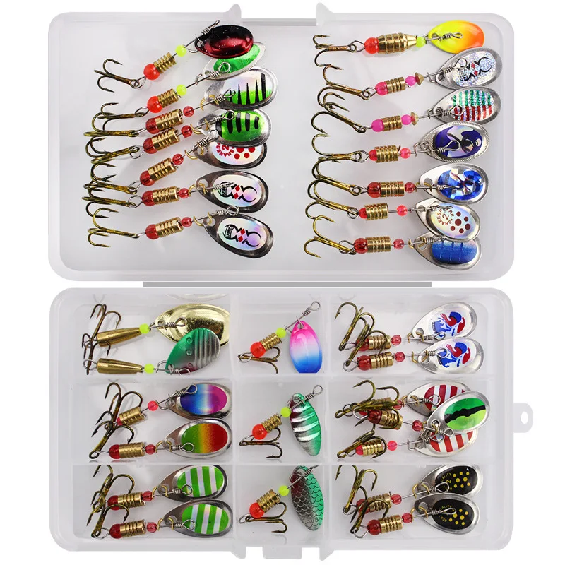 

Wholesale 31pcs hard baits spoon spinner metal fishing lures sequins fishing tackle