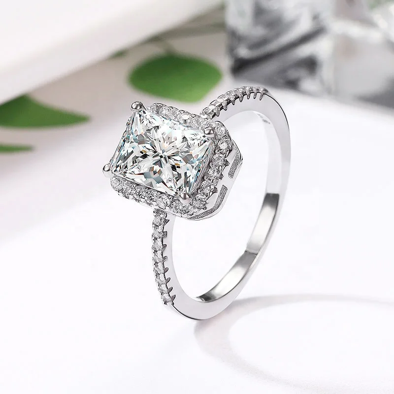 

women 925 silver rhodium plated jewellery diamond engagement wedding rings