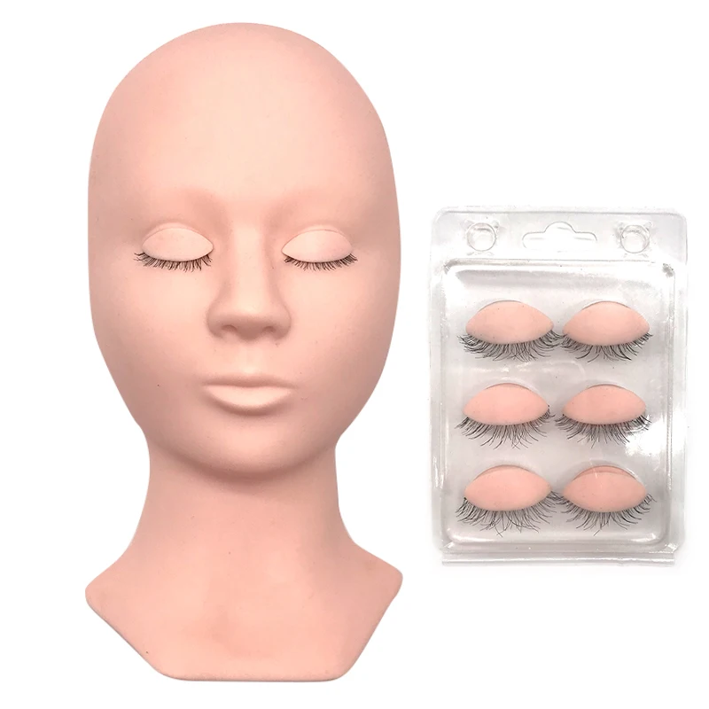 

Beauty Head Model Mannequins With Removable eyelids Silicone Head Models Reusable eyelash extension training head