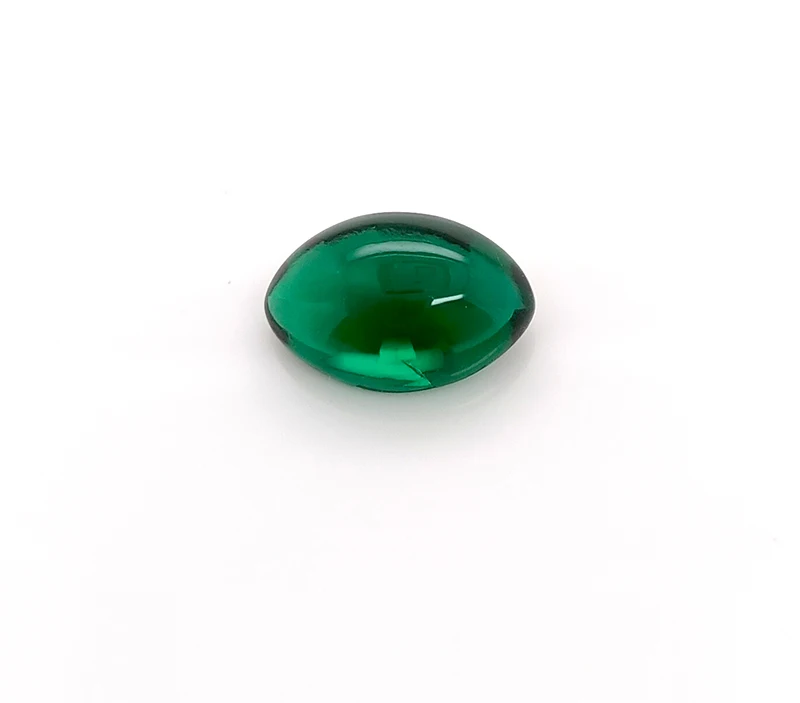 

Lab Created Emerald Hydrothermal Zambian Color Maquise Cabochon  3.18CT Wholesale Loose Gemstones, Dark green