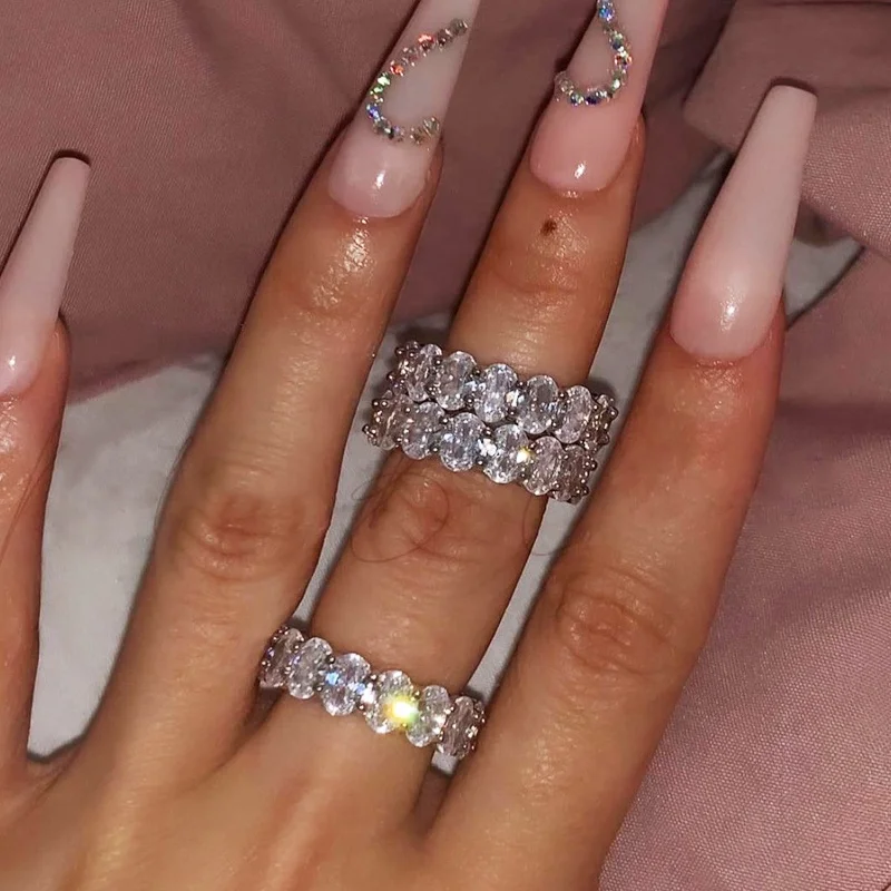 

Fashion Women Wedding Gold 18k Silver Diamonds CZ Tennis Ring Adjustable, Silver gold