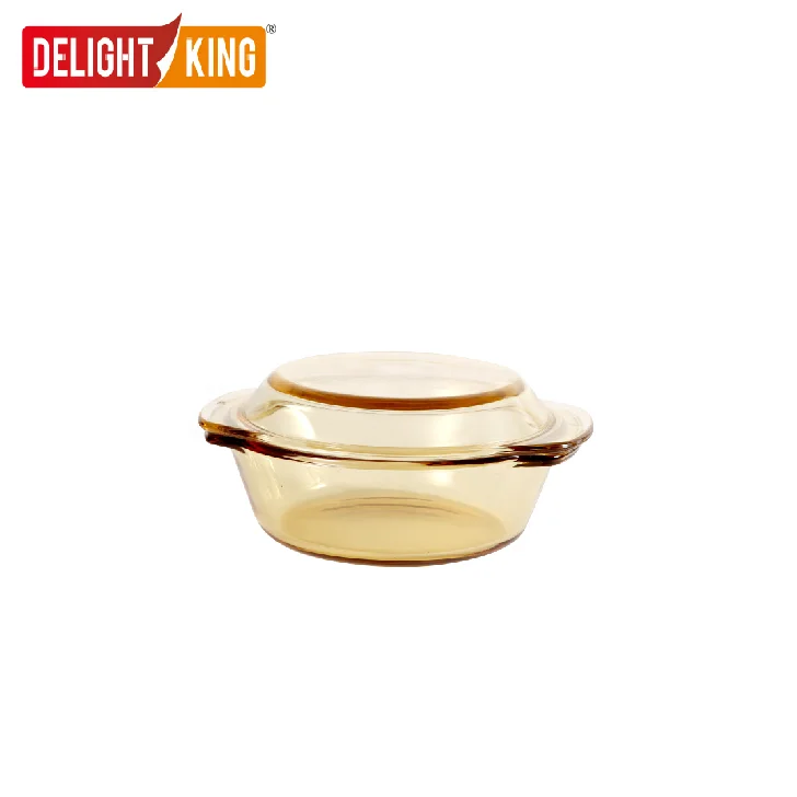 
Special amber color good quality glass kitchen cookware casserole with handle 