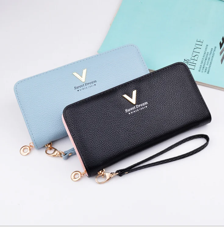 

Hot Selling Striped Luxury Big Wallet For Women Long Purse Wallet Card Waterproof Wear-Resistant Zipper Wallet Women, Customized color