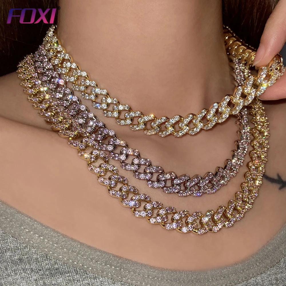 

Hot sale products 18K gold-plated inlaid sparkling 3A zircon Cuban chain fashion jewelry necklace