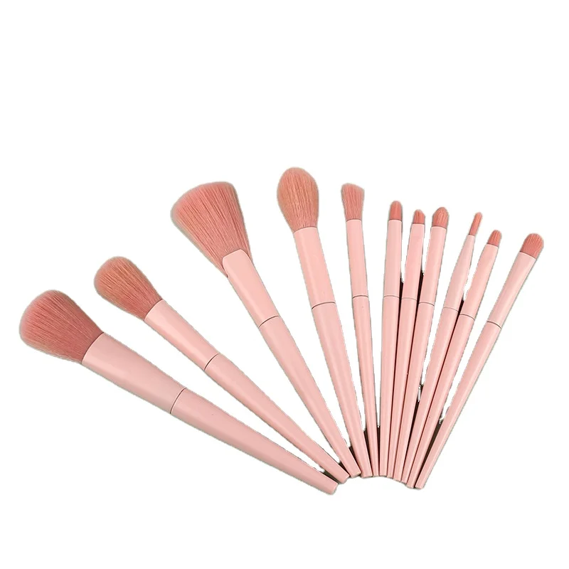 

cute Pink makeup brushes 11pcs vegan synthetic hair foundation powder private label wholesale custom makeup brush set