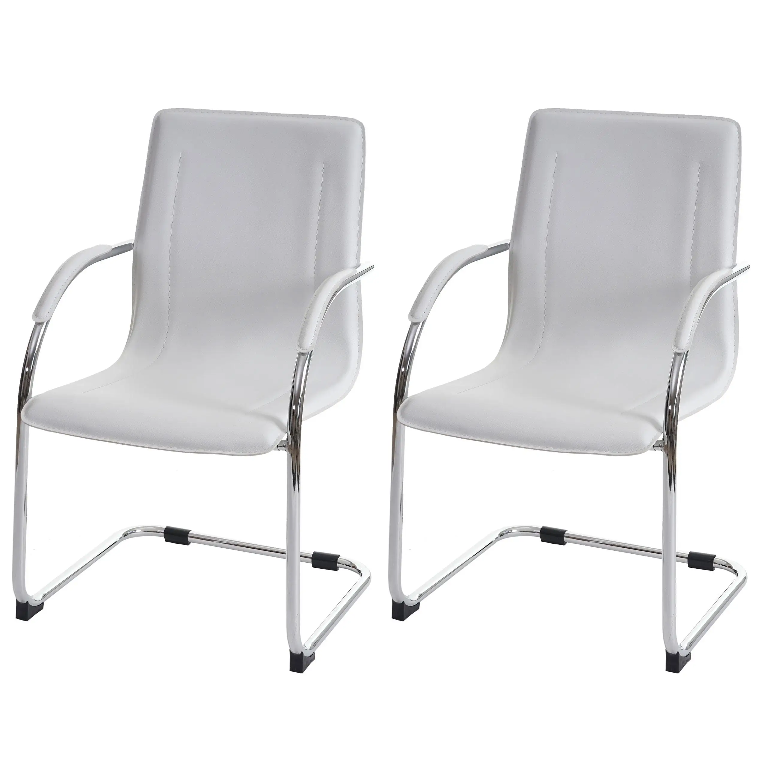 2022 Simple Design Visitors Chair Leather Metal Chrome Leg Office Chair