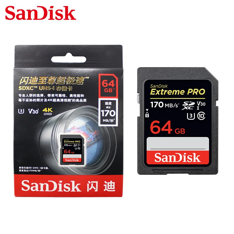 

SanDisk Memory Card Extreme Pro Card 32GB 64GB 128GB 256GB C10 U3 V30 UHS-I cartao de memoria Flash Card for Camera