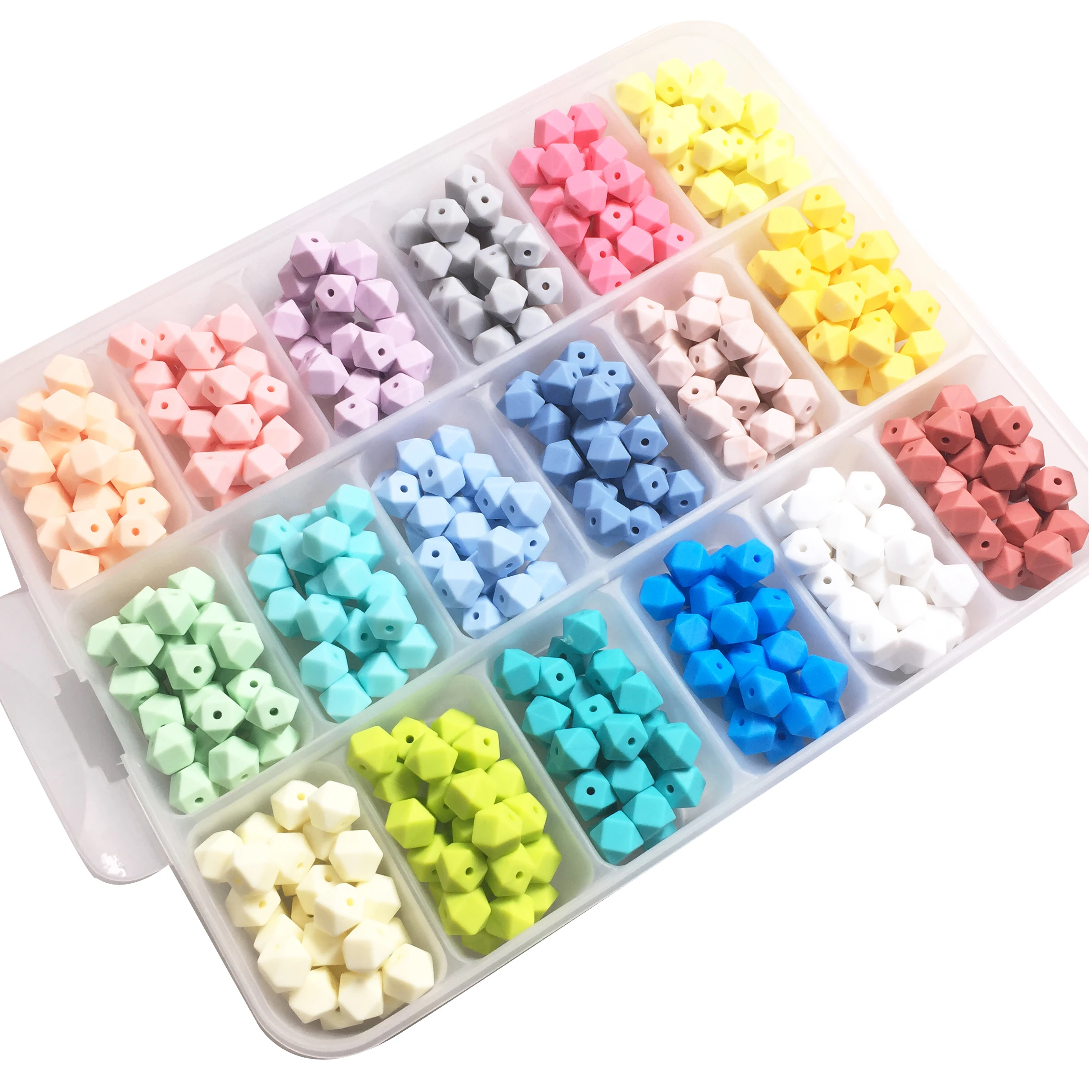 

2021 Wholesale BPA Free Food Grade China Factories Custom leopard Print DIY Hexagon Chew Teething Rainbow Silicone Beads