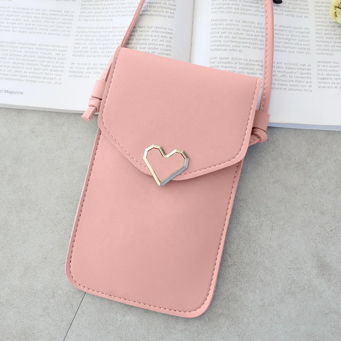 

Touch Screen Smartphone Leather Shoulder Strap Women Bag, Picture color