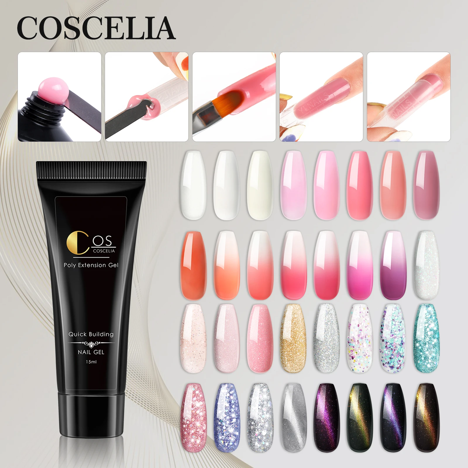 

COSCELIA 21 Colors Poly Gel Nails Acrylic Gel Set Poly Gel KIt