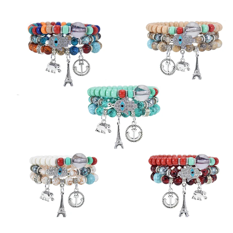 

Fashion Wedding Stacking Beaded Bracelet Set Stretchy Jewelry Bead Bracelet Set Charm For Girls And Women, White,black,red,green,brown,colorful