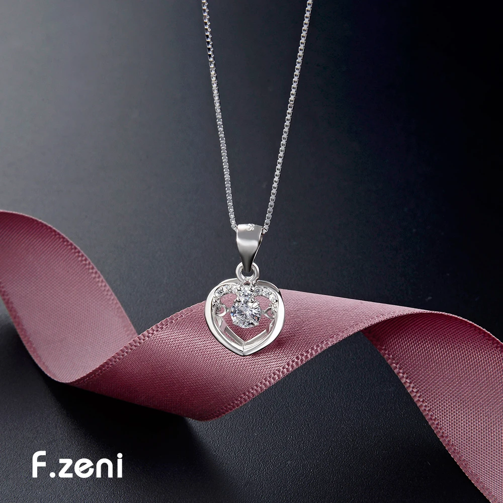 

White Gold Rhodium Plated Love Heart Pendant 925 Sterling Silver Chain Necklace