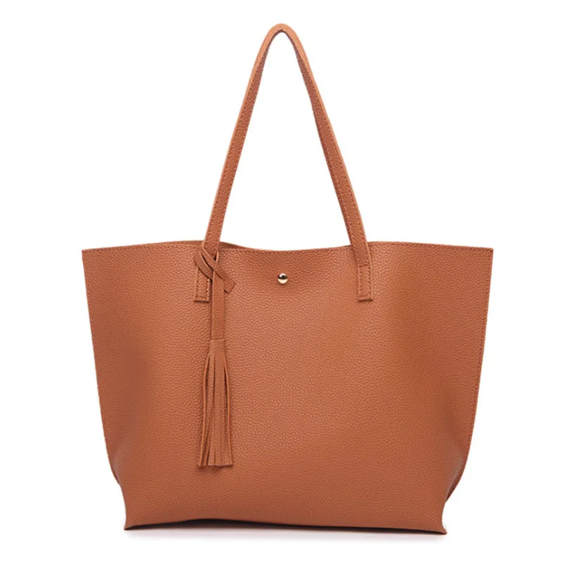 

2021 New Fashion Ladies Single Shoulder Tote Bag Customized Women's Tassel Casual Pu Leather Handbags, As pic show