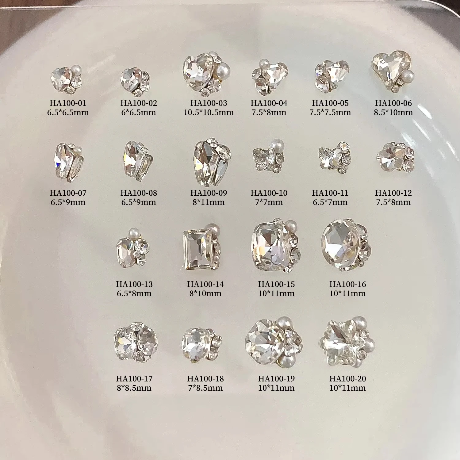 Handmade Diamond Balls Nail Art Accessories White Zircon Stacked Diamond Decorations with Full Sparkle Right Angle Rhinestones