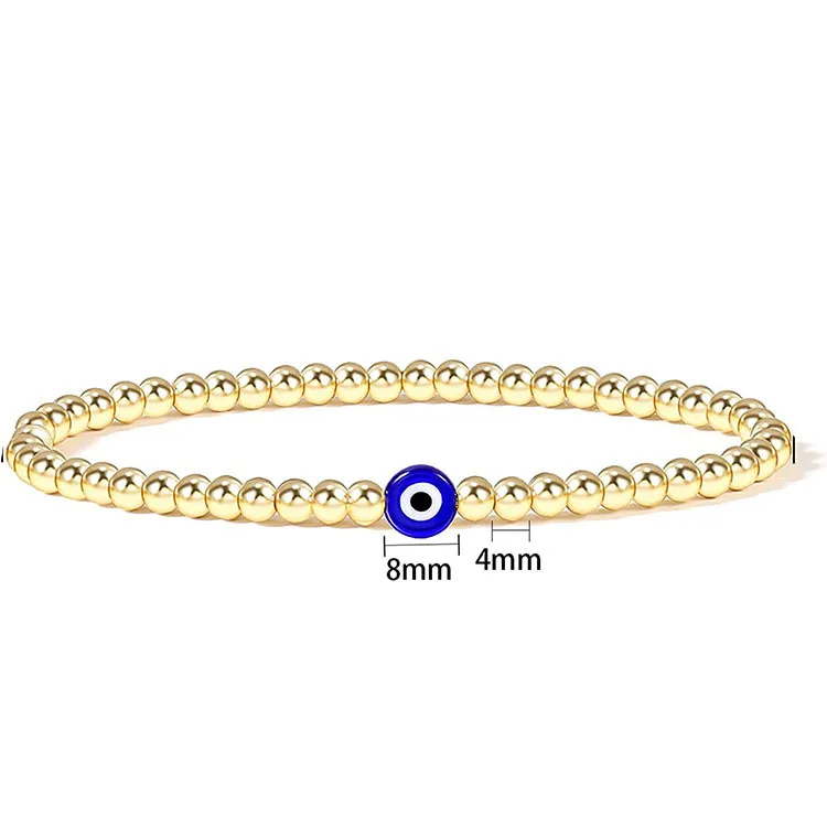 

Pulseras Mal De Ojo Turkish Lucky Blue Eye Bead Bracelet Men Women Handmade Gold Plated Brass Bead Eye Bracelet