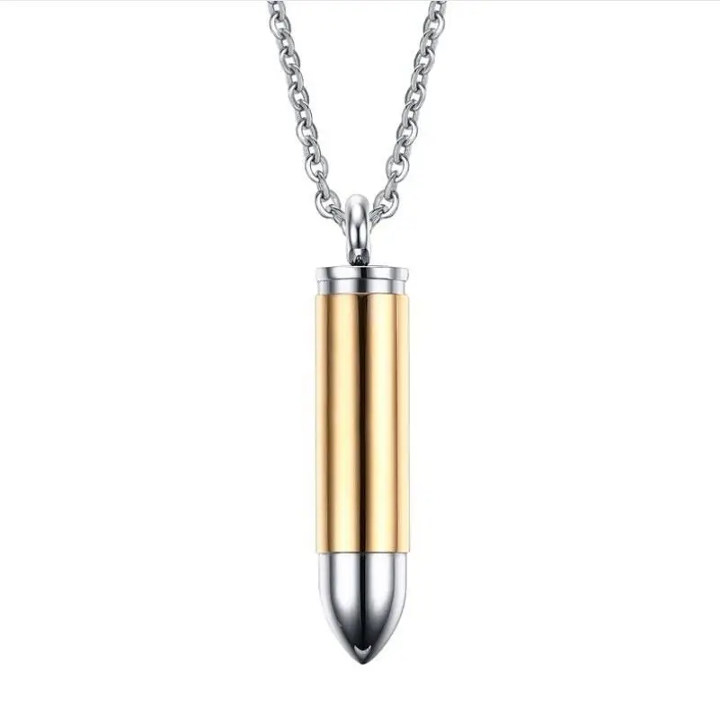 

Stainless Steel Bullet Pendant Necklace Personalized Bullet Titanium Steel Ashes Perfume Bottle Men's Necklace