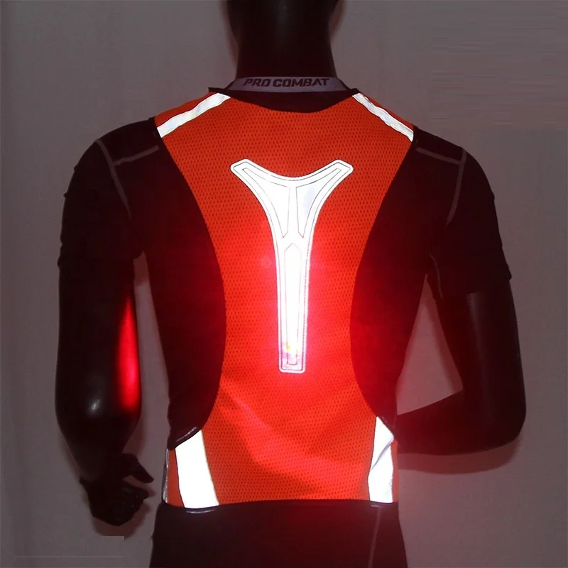 Outdoor Sports Vest Night Running Riding Fluorescent Safety Vest LED Light Reflective Vest