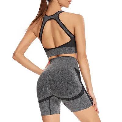 

2021 Wholesale Apparel Women Seamless Yoga Fitness Two Pieces Yoga Sets, 5 colors