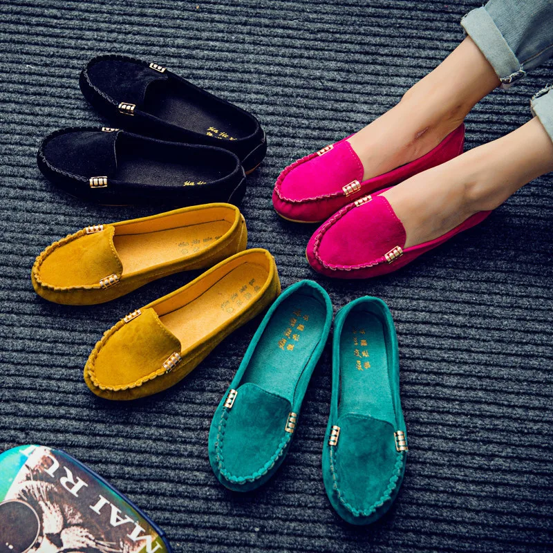 

2021 Women Flats shoes Loafers Candy Color Slip on Flat Shoes Ballet Flats Comfortable Ladies Shoe, As the pictures show