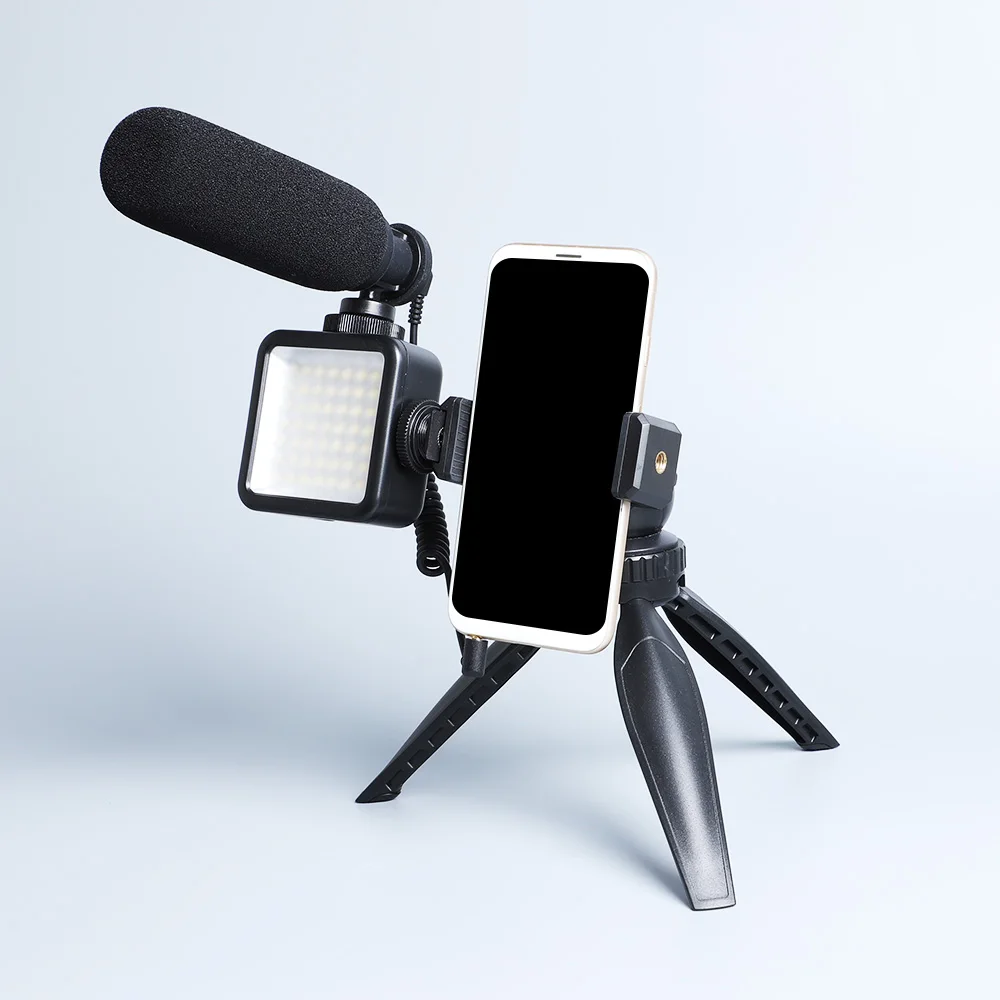 Professional Vlog Microphone With Led Light For Broadcasting