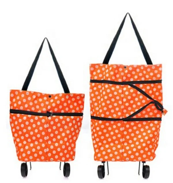 

Folding shopping trolley bag high quality Light weight shopping bag with wheels Market Foldable Shopping Trolley Bags, Orange, pink, blue, red, green, stripes