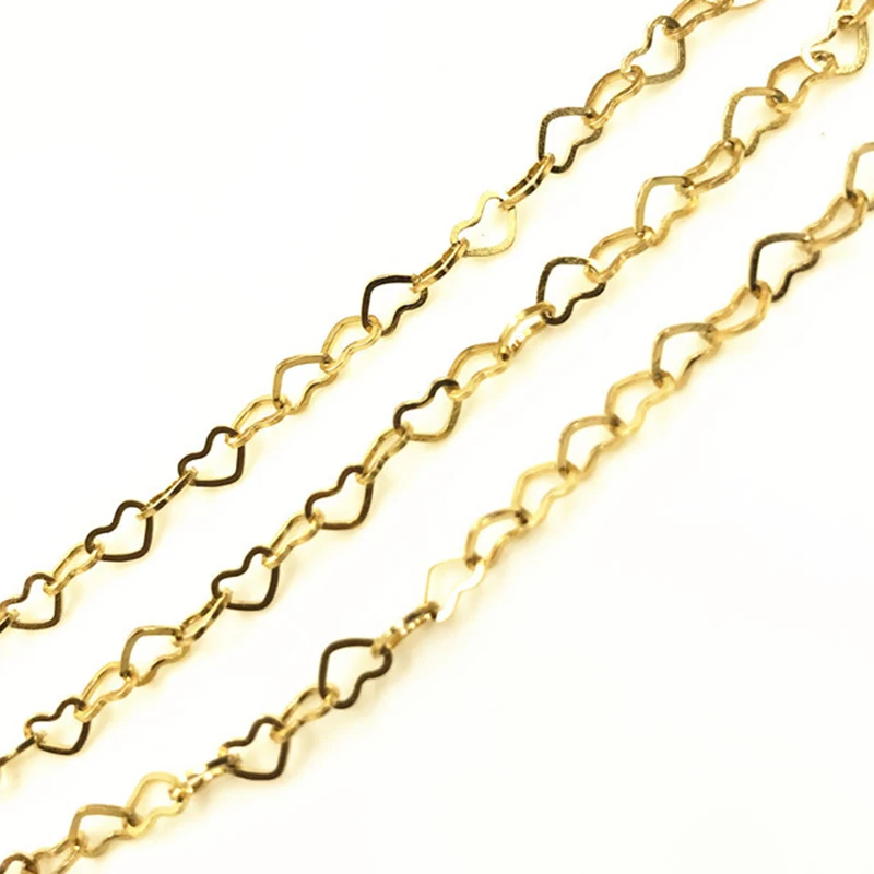 

XuQian Never Fade Heart Shaped Stainless Steel Chain for Jewelry Making, Steel,gold