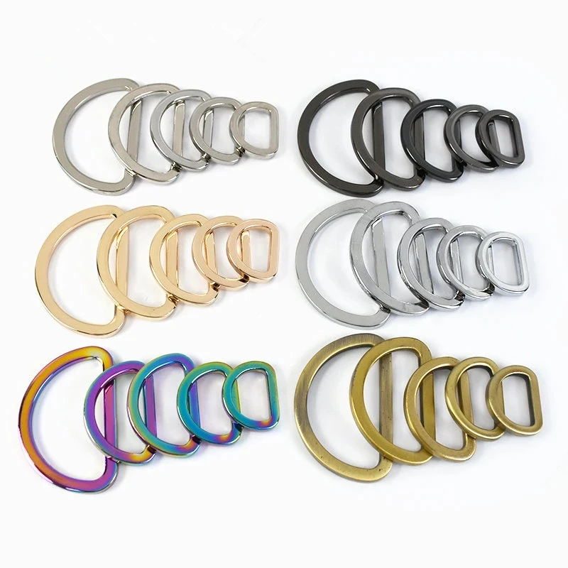 

MeeTee KY503 16-38mm Metal Connecting Ring for Leather Straps Handbag Hardware Accessories Purse Chain Flat D Ring Buckle