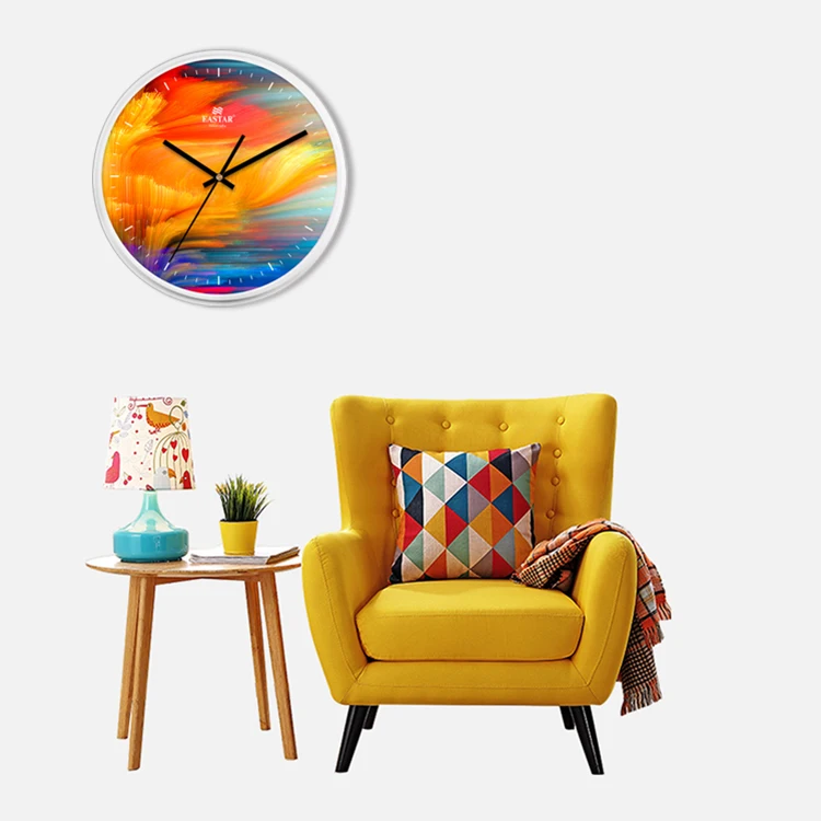 
12Inch customer style custom picture custom silent scanning round quartz wall clock 