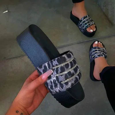 

Women's Slipper Outdoor wedge platform sandals Shoes summer diamond flat ladies women rhinestone sandals, Orange/black/pink/green/white/black stripe