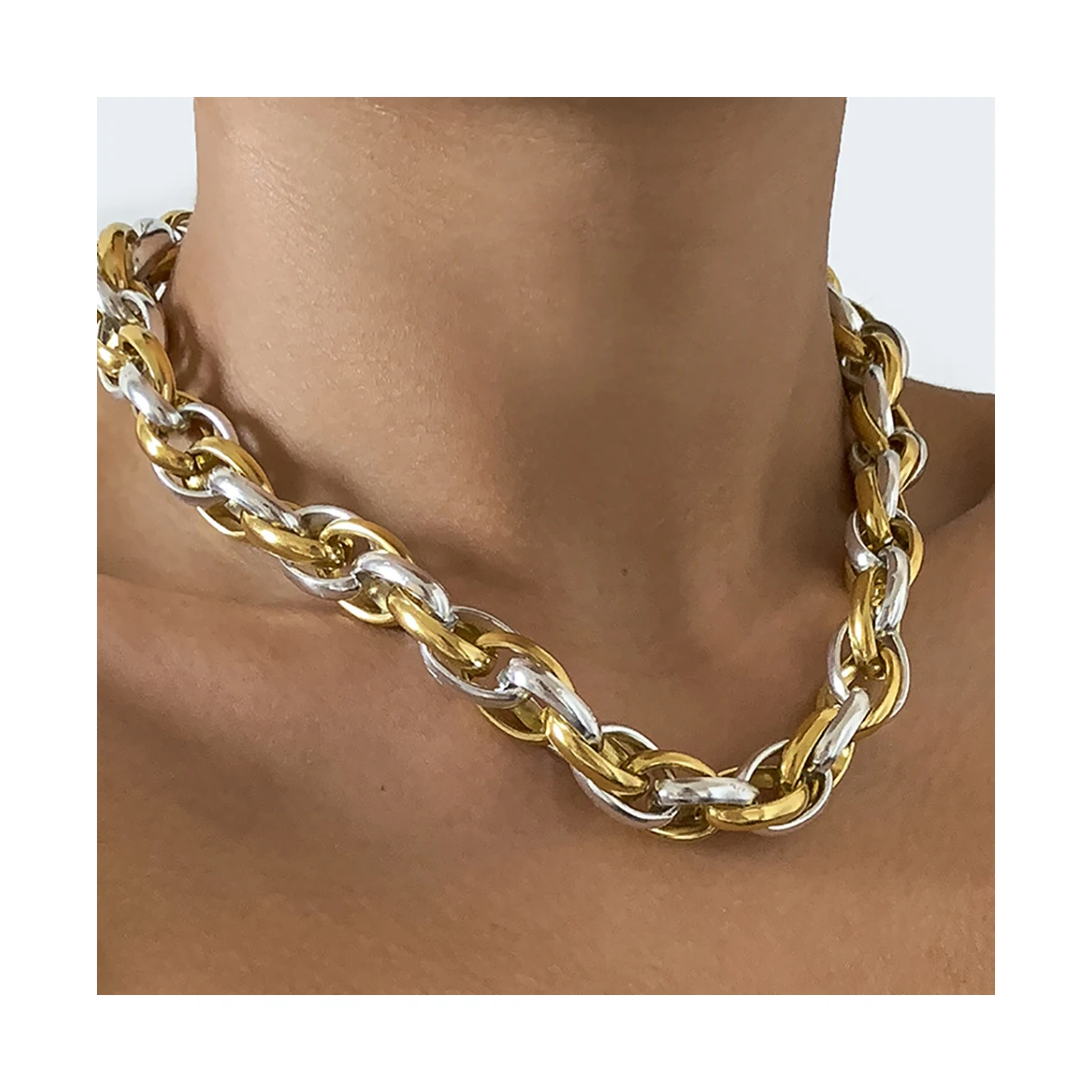 

Women Accessories Cuban Buckle Chain Necklace Punk Chains Set Geometric Thread Splicing Necklace Cuba's Necklace For Unisex