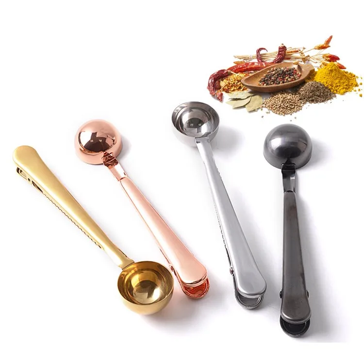 Multifunction Stainless Steel Meauring Coffee Scoop With Clip For