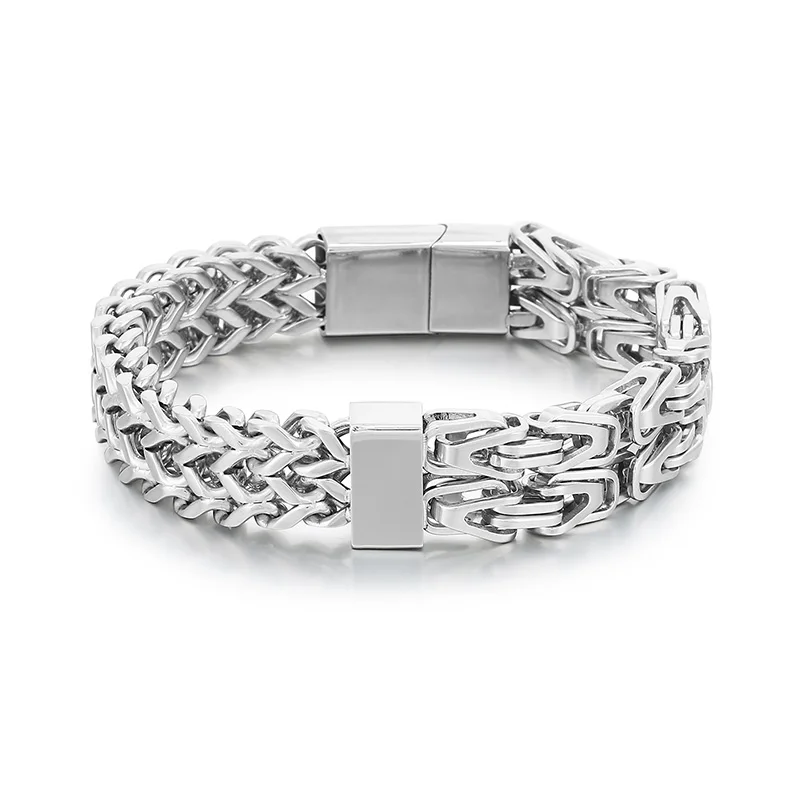 KALEN Casual Men Multiple Colors Stainless Steel Herringbone&Byzantine Links Bracelet