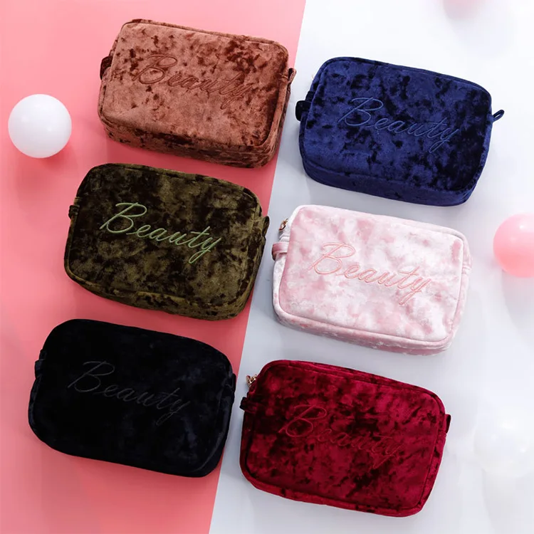 

Wholesale Cheap Custom Logo Pink Makeup Bag Furry Makeup Bag Cute Makeup Bag, Pink/red/green/black/blue/coffee