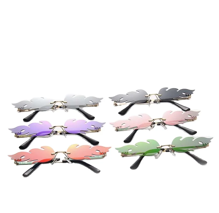 

UV 400 Eyewear Luxury Trend flame sunglasses,Narrow Rimless Wave Personality Fire Sunglasses For Women Girls, Custom colors