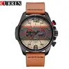 CURREN 8259 branded Brown male quartz watch 2019 PU leather strap water resist 3 dials decoration character Leisure reloj watch