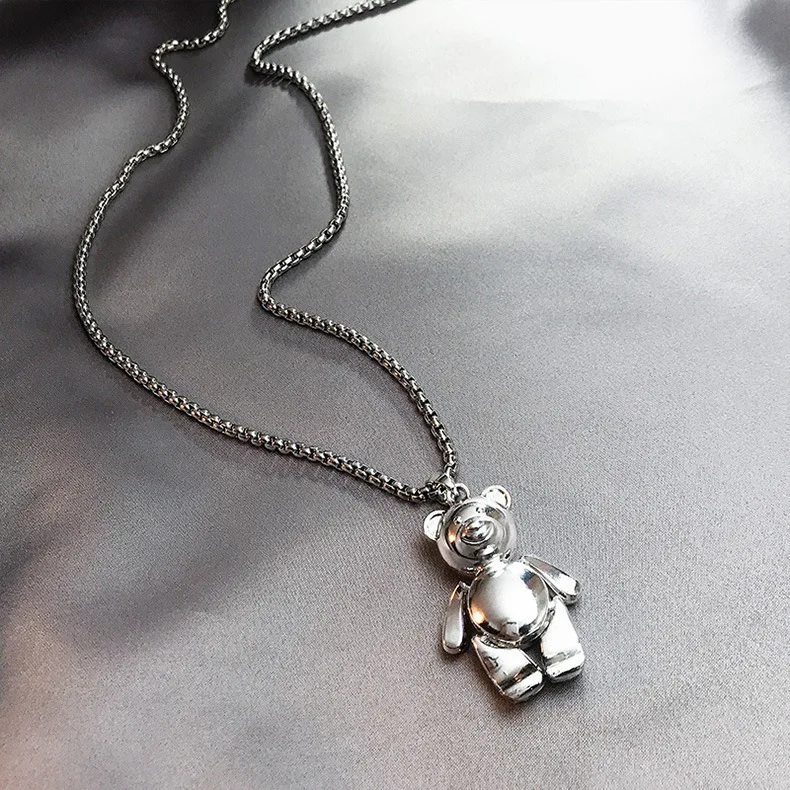 

JuHu Bear Pendant Ins Hip Hop Tide Wild Simple Long Jewelry Pendant Necklace, A130