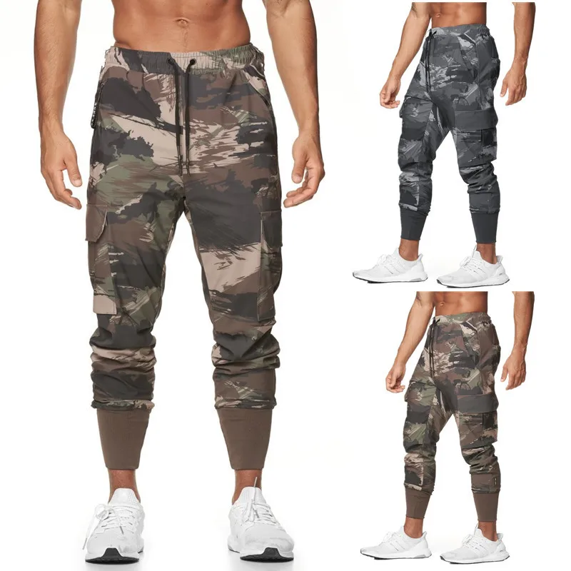 

QC Fall male casual slim fit jogger sweatpants camo leggings men camouflage cargo pants